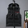 Men Winter Vest Padded Hooded Waistcoat Black Gray Loose Casual Thicken Warm Down Vests Tops 1