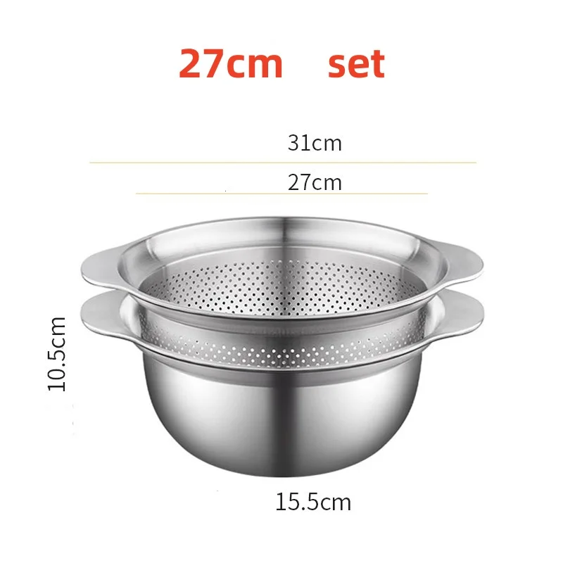 Vegetable washing basin Basket rice washing artifact Fruit filter basin Strainer Kitchen items 304 stainless steel drain basket