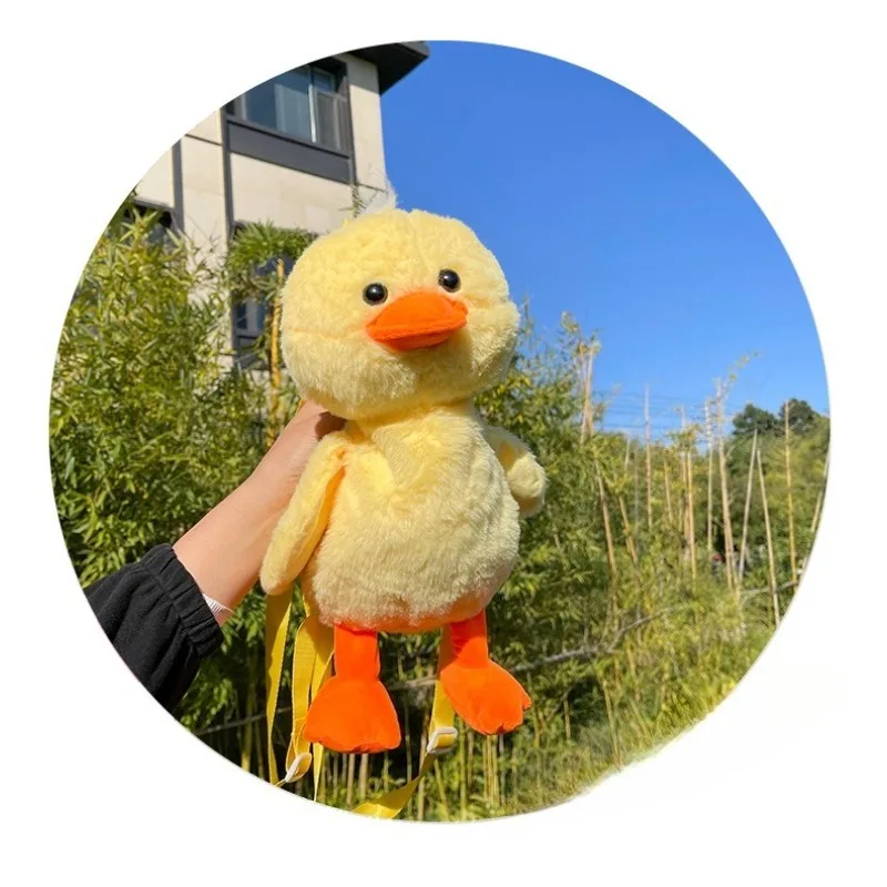 Yellow Duck Plush Backpack for Girls School Travel