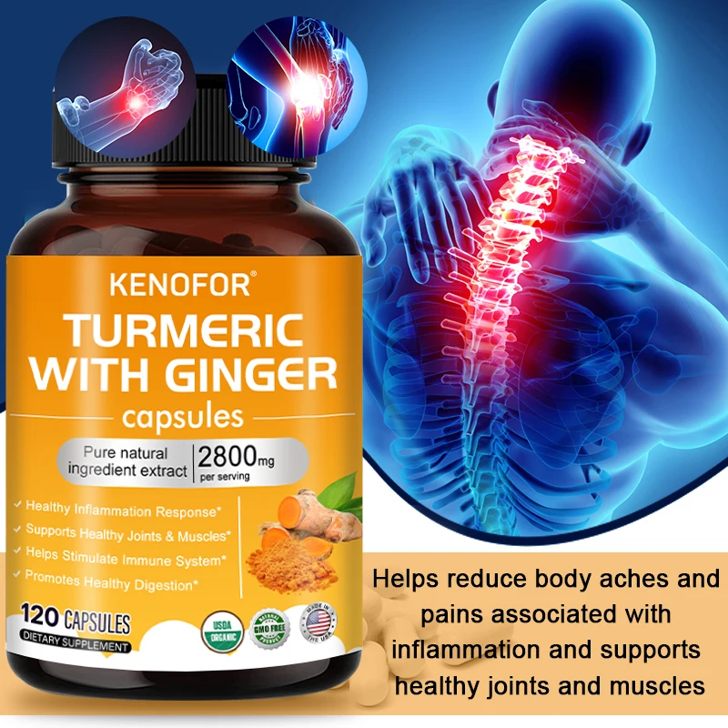Turmeric & Ginger 2800 Mg Glucosamine Chondroitin MSM Natural Joint Support Supplement Antioxidant Anti-Inflammatory