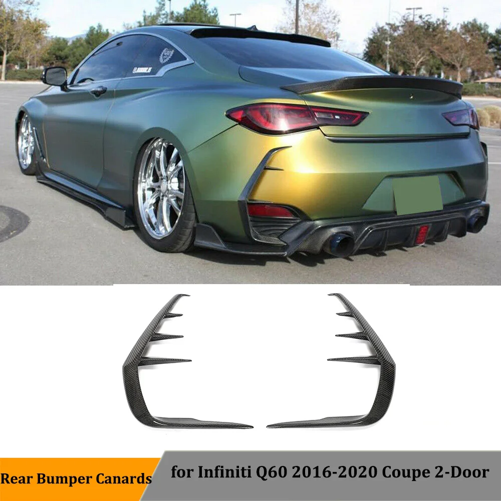 Carbon Fiber Rear Bumper Canards Trims For For Infiniti Q60 Coupe 2