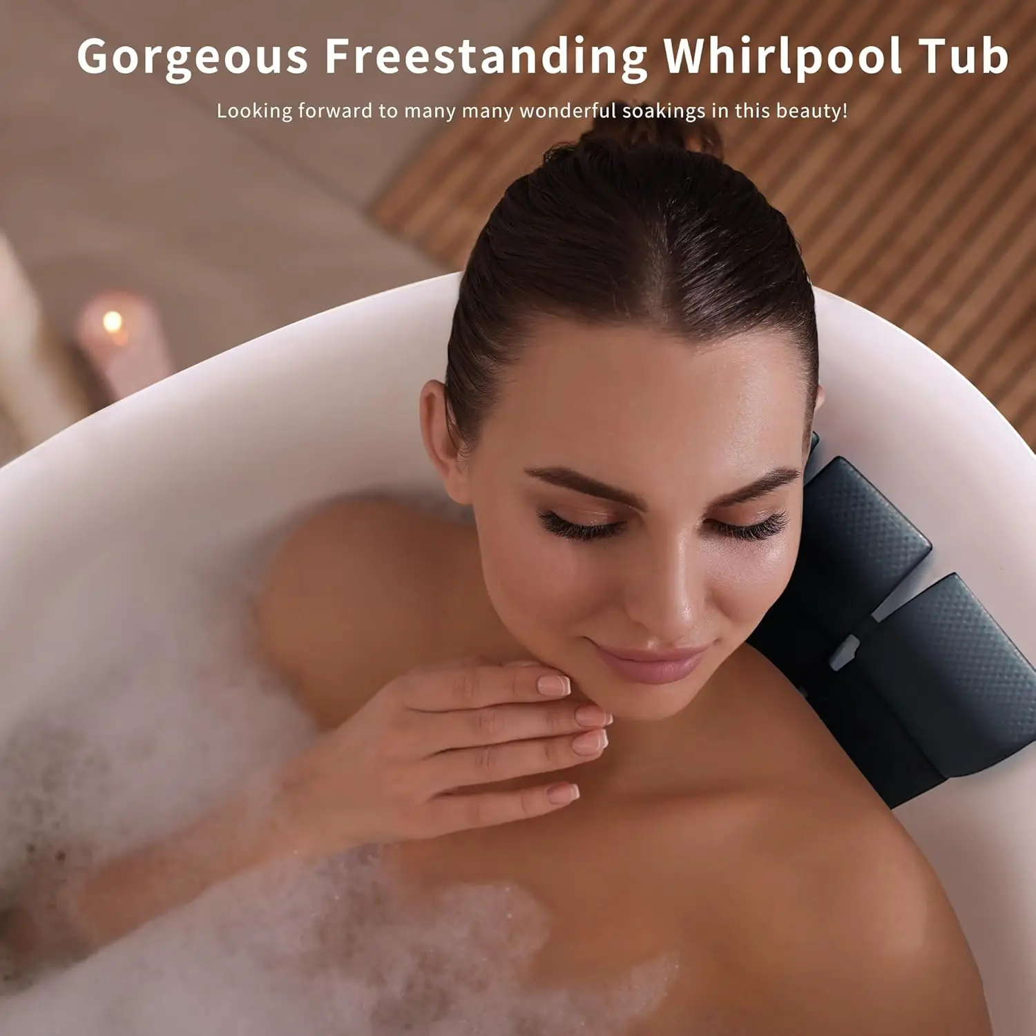 67-Inch Freestanding Whirlpool Bathtub Oval with 7 Hydromassage Water Jets Luxury Acrylic Massage SPA Soaking Bath Tub Single