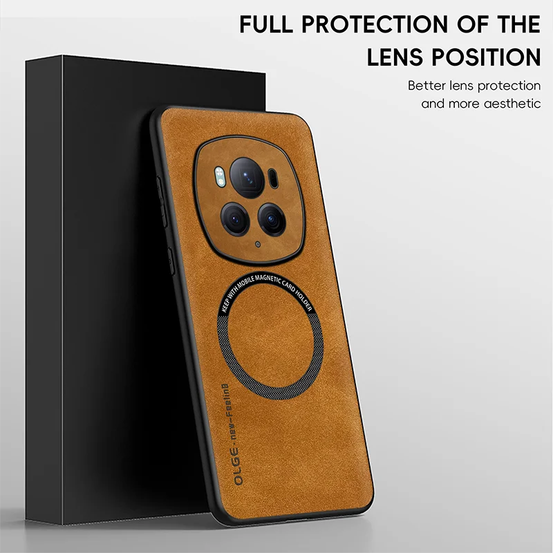 MagSafe Magnetic Car Mount Shockproof Matte Leather Phone Case - Premium Bumper Back Cover