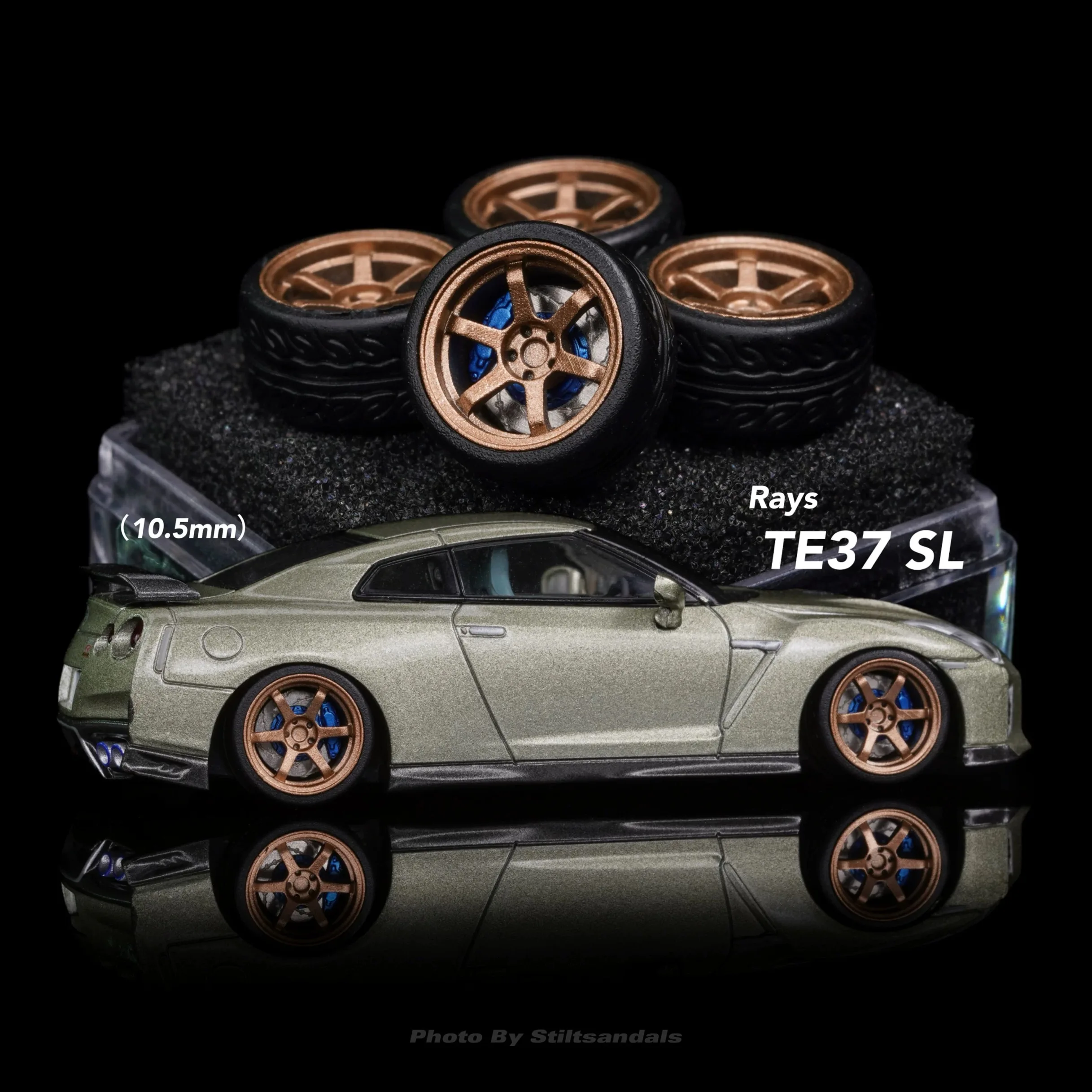 Chika 1/64 Nabes X Chika Rays TE37SL Modified wheels 10.5mm 9.7mm 8.9mm 8.5mm attitude wheels alloy car model 4