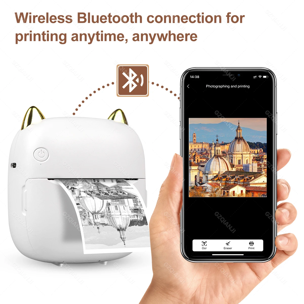Impresora portátil, mini impresora térmica inalámbrica Bluetooth de  bolsillo con 6 rollos de papel de impresión para teléfono inteligente  Android iOS