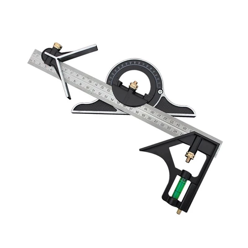 

Stainless steel square ruler Adjustable sliding combination Square Square Ruler & Protractor Level Measure Measuring Set 4-Pie