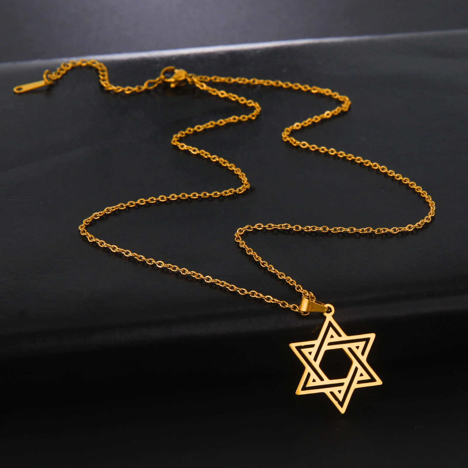 Jewish Bible Stainless Steel Hexagram Chain Necklace Women Men Cutout Star of David Hexagon Choker Necklace Mezuzah Jewelry - Image 5