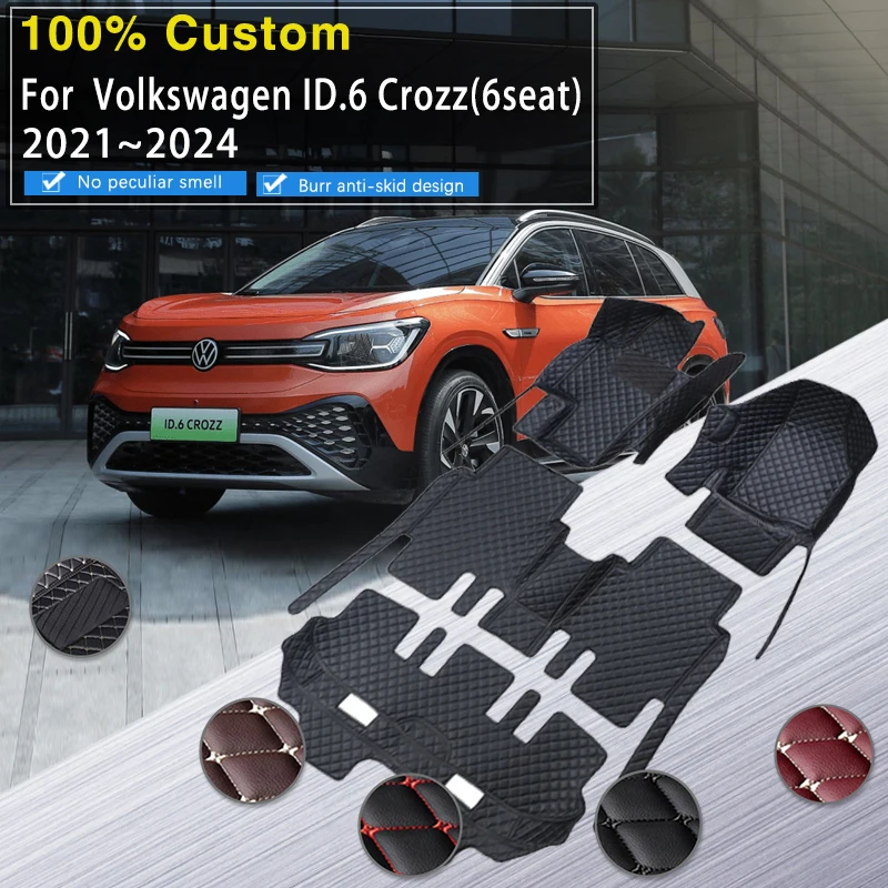 

Car Floor Mats For Volkswagen VW ID.6 ID6 ID 6 Crozz 2021 2022 2023 2024 6seat Luxury Pads Foot Carpets Car Accessories Interior