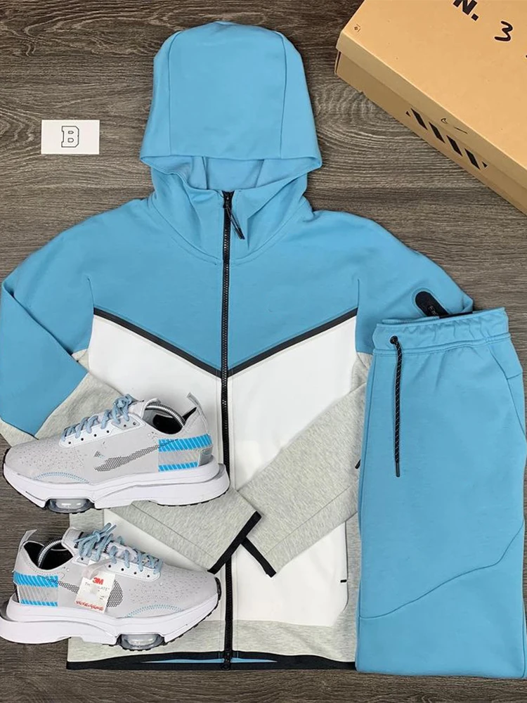 Men's Track Suits Spring Autumn Cotton Tech Sweatsuit Jogging Suit Fitness Sport Sweatpants And Hoodie Set