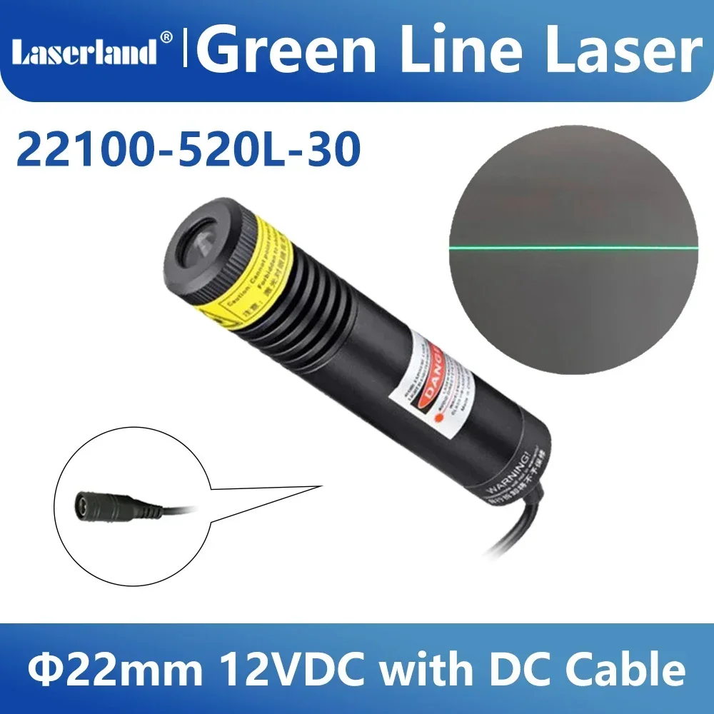 Green Line Laser Diode Module Projector Glass Lens for Alignment of Cloth Wood Stone Cutting with DC