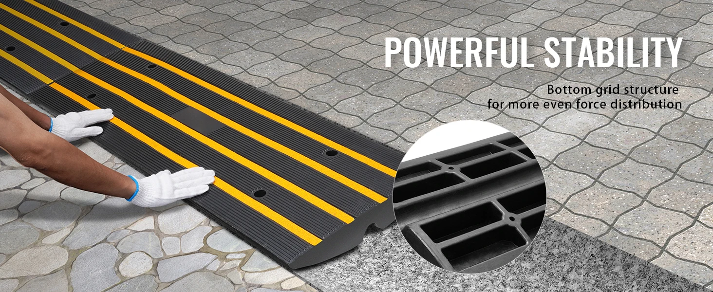 SucceBuy 1/2/3 Packs Cable Protector Ramp Curb Rubber Driveway Threshold Bridge Expandable Ramp for Loading Dock Garage Sidewalk