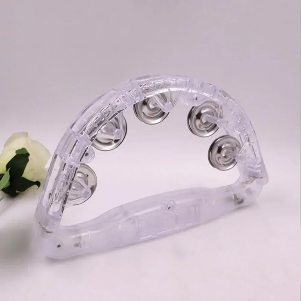 Flashing Tambourine LED Light Up Sensory Toy For Kids Musical Instrument Shaking Noisemakers Three Color Light Concert Party