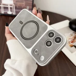Luxury Leather Magnetic Phone Case - Shockproof & Magsafe - Compatible Cover - iPhone 15 (Gray)