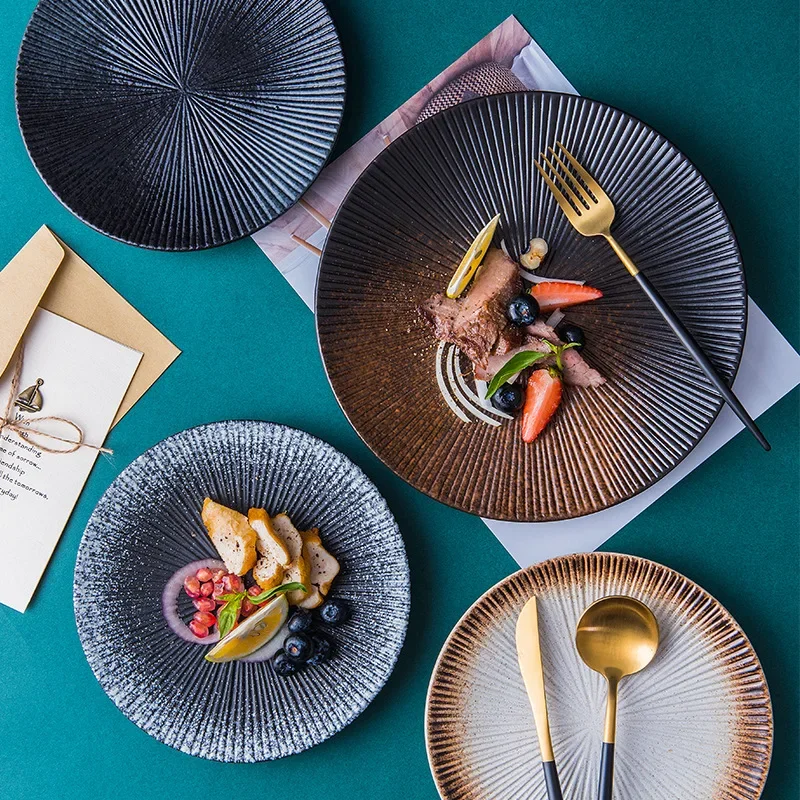 Ceramics Dinner Plates Creative Tableware Western Plates Ceramics Dinner Plates Practical Kitchen Japanese Steak Disc Household Cuisine Spaghetti