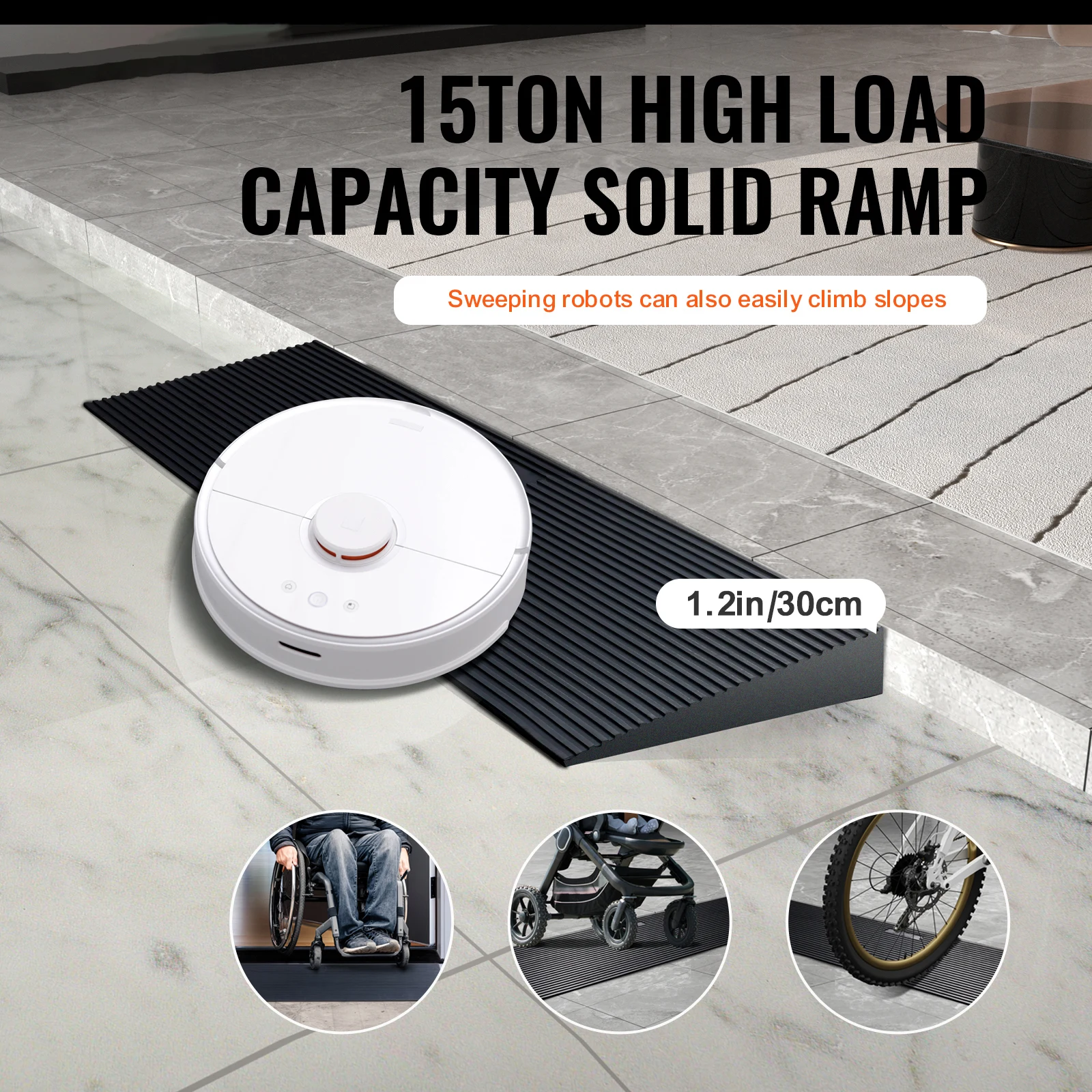 Natural Rubber Threshold Ramp for Wheelchairs and Scooters