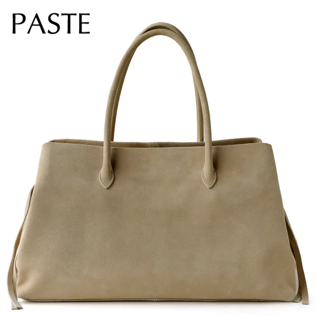Sac à main de luxe multicouche en cuir de vache pour femmes, fourre-tout de grande capacité en daim abricot de haute qualité pour les déplacements, hiver 1