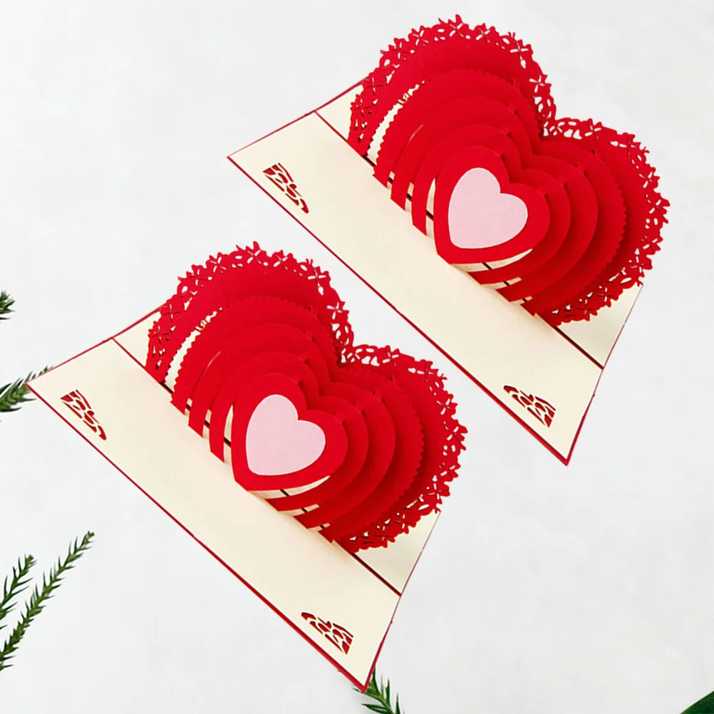 

2Pcs Fashion 3D Valentine's Day Greeting Souvenir Heart Shaped Designed Card(Red)