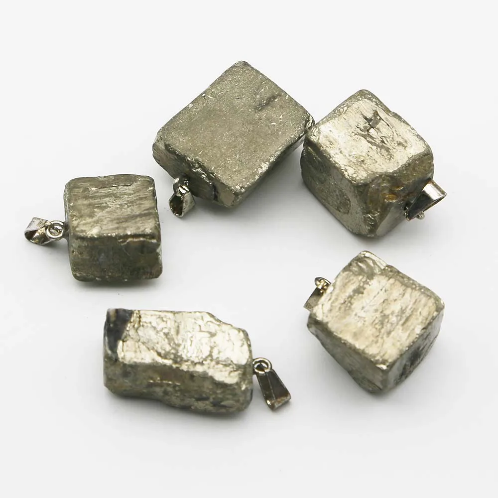 Selling Natural Raw Ore Pyrite Irregular Pendants Mineral Healing Necklace Reiki Charms Jewelry Accessories Gift Wholesale 10Pcs 3
