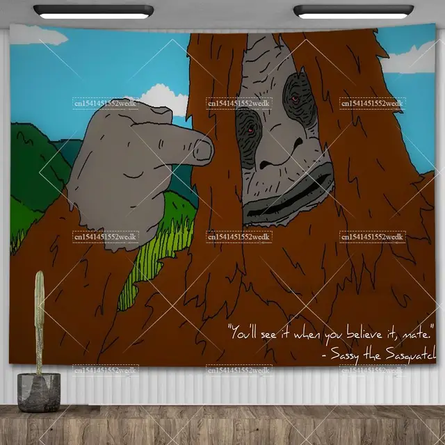 Papier peint The Big Lez Show, Tapisserie murale Anime Sassy The Sasquatch, Décoration de chambre, Tapisseries Mème esthétiques, Décoration d'intérieur 3