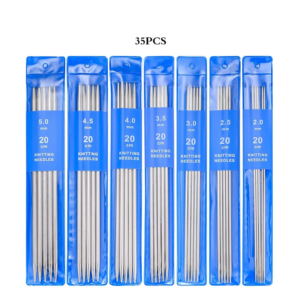 Premium Stainless Steel Double-Pointed Knitting Needles Set (20cm)