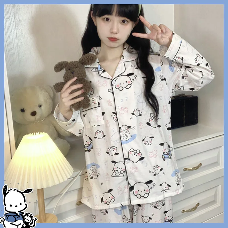 

Sanrioed короткая Пижама Kuromi мультфильм Китти Женщины Cinnamoroll Kawaii свободная Пижама комплекты летняя новая короткая одежда