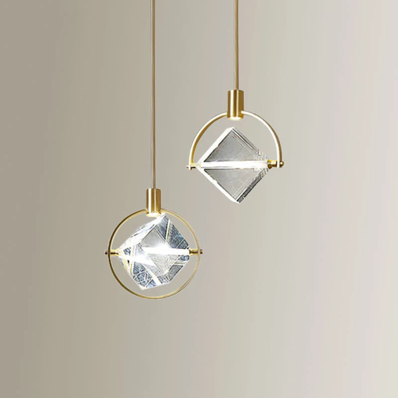 Crystal Diamond Led Pendant Lights For Bedroom Bedside Bar Study Kitchen Modern Hanging Lamp Living Room Decor Lighting Fixtures