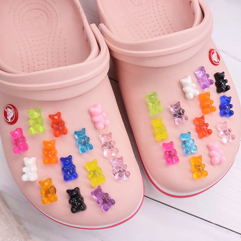 1-14Pcs Colorful Crystal Bear Shoe Button Charms Children Lovely Shoe  Buckle Accessories For Wristband Croc Jibz