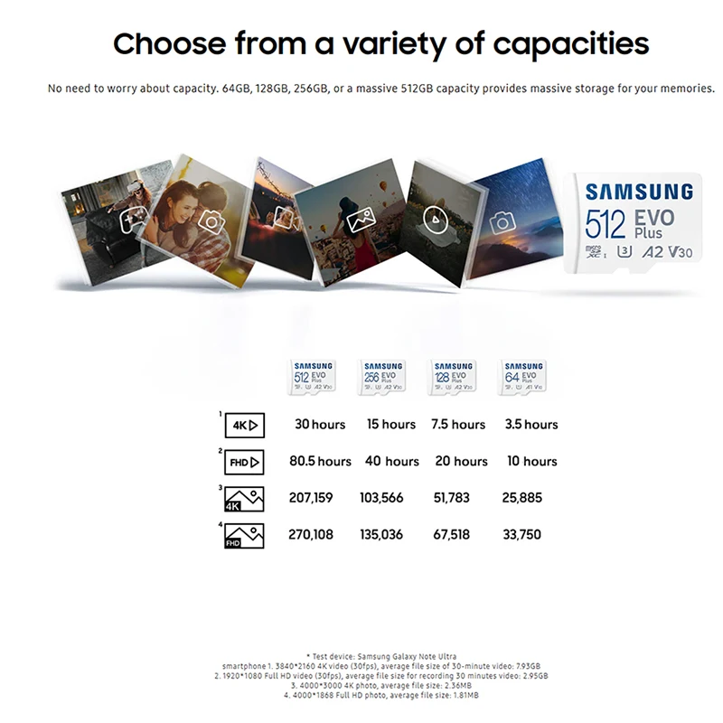 Samsung-cartão de Memória Micro sd 130mb 64gb 128gb 64gb 128gb 4k C10 u1 a1 a2 u3 V30 Micro sd Evo Plus - Imagem 3