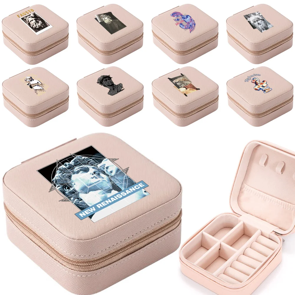 

Portable Jewelry Packaging Box Sculpture Travel Jewelry Case Leather Storage Earring Necklace Jewelry Organizer Display