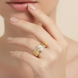 Elegant Green Gemstone Gold Leaf Ring - Women's Wedding & Engagement Jewelry Gift - 8 (MSR112)