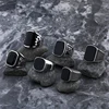 Bagues en acier inoxydable avec pierre d'agate noire pour hommes et femmes, bijoux de mariage de haute qualité, cadeaux simples, mode, livraison directe