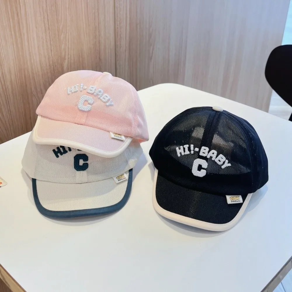 Ins Korean Baby Baseball Cap Letter C Summer Children Peaked Hat Mesh Embroidered Sports Visot Cap 1-6y