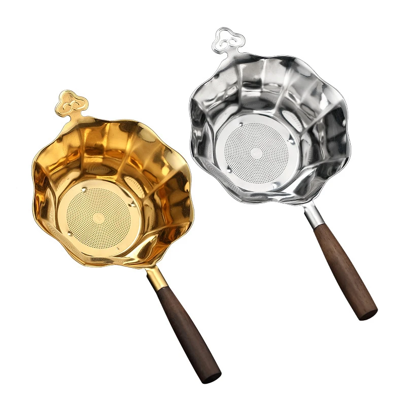 304 Reusable Stainless Steel Tea Infuser with Wooden Handle Loose Tea Leaves Strainer Fine Mesh Filter Diffuser Kungfu Teaware