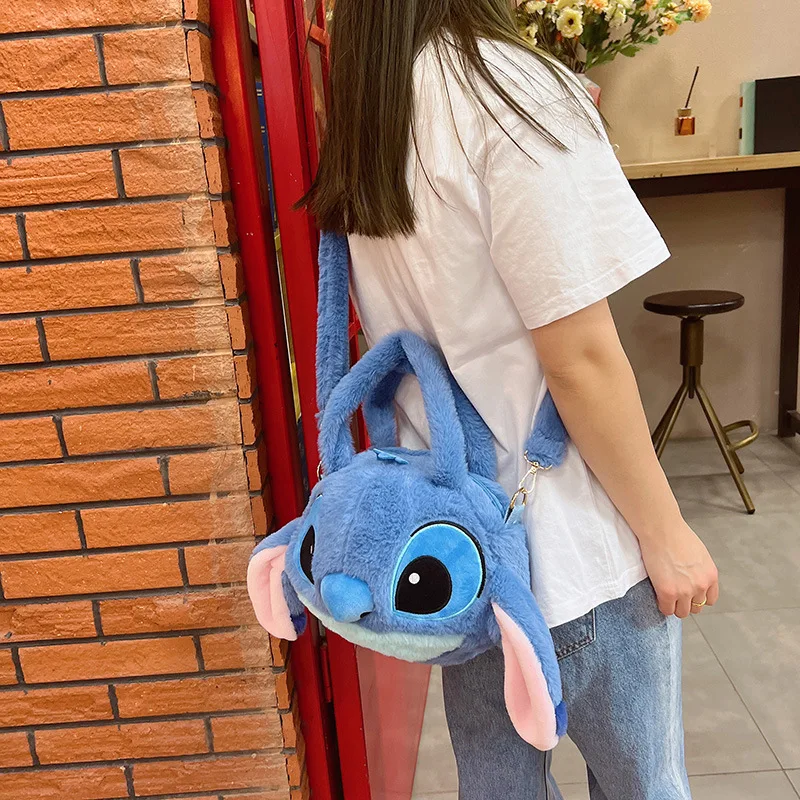 Cute Disney Stitch Tigger Winnie Plush Toy Bag High Capacity Cartoon Crossbody Girl Tote Shoulder Bag Birthday Gifts for Kids