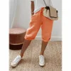 Shorts Women summer cotton linen elastic waist pocket elastic casual pants five quarter women's clothing YRW911 4