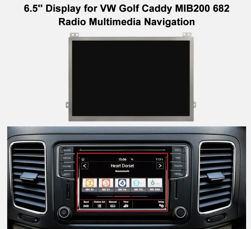 

LCD Screen With Touch Digitizer For VW Skoda Golf Caddy Radio Navigation MULTIMEDIA MIB STD2 684 200 TDO-WVGA0633F00045