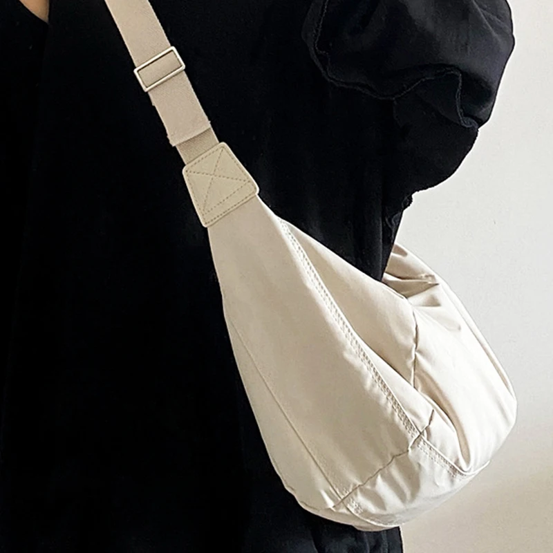 

Simple Women's Bag Large Capacity Casual Cotton Crossbody Bag Dumpling Bag High Grade Solid Color All-match Shoulder Bag