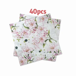 Elegant Pink Lily Floral Napkins - 20 Pack for Special Occasions and Celebrations (Pink)