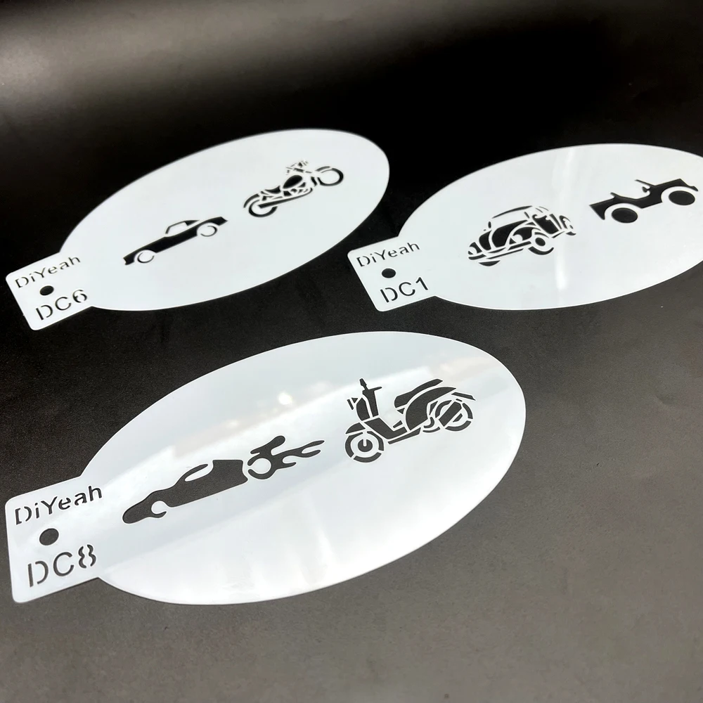 Face Body Paint Stencils Motorcycle Bike Battery Car Racing Airplane Fighter Rocket Sports Car 9 pcs