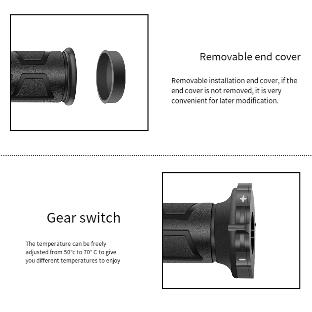 Winter Motorcycle Hand Heated Grips 3 Gear 12V 22mm Waterproof Electric Hand Heated Grips for E-Bike Electric Scooter