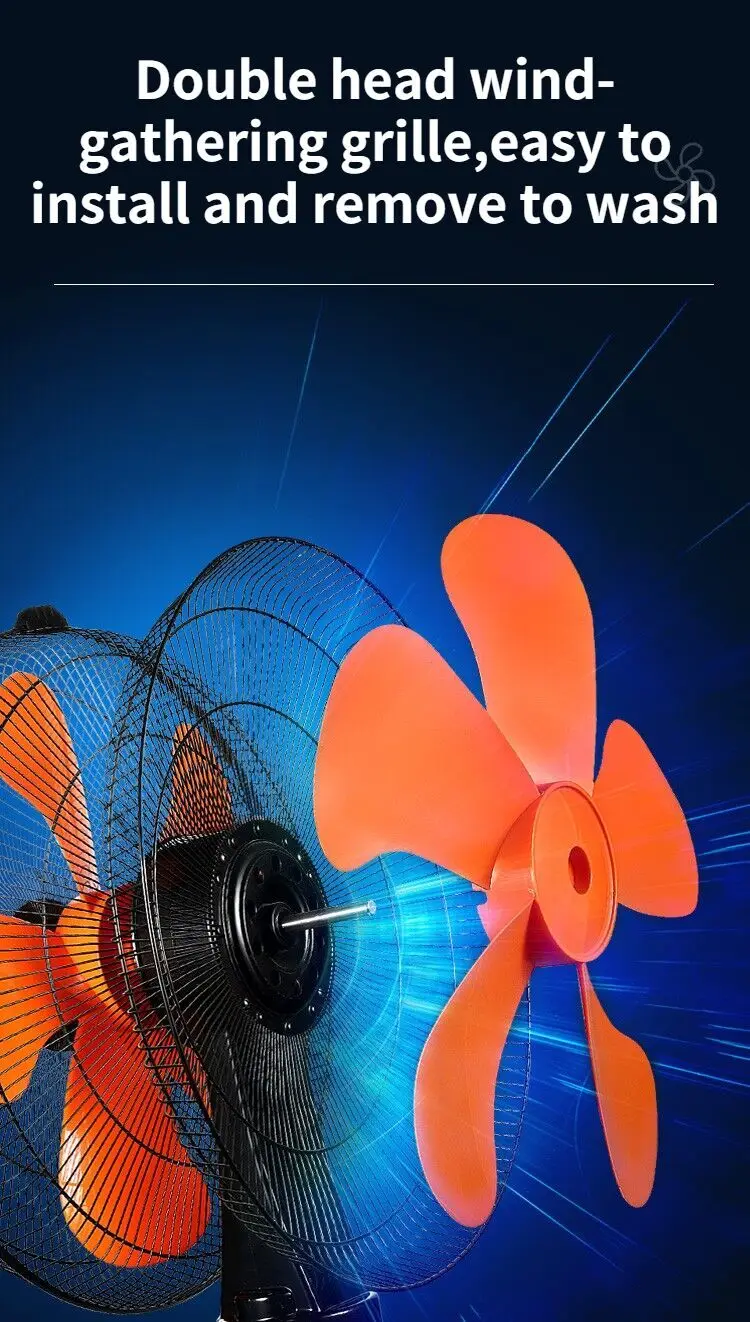 20 Polegadas 3 Velocidade 360 Graus Enrolamento Inteligente Ventilador de Piso de Cabeça Dupla Ventilador Industrial Ventilador Elétrico 3