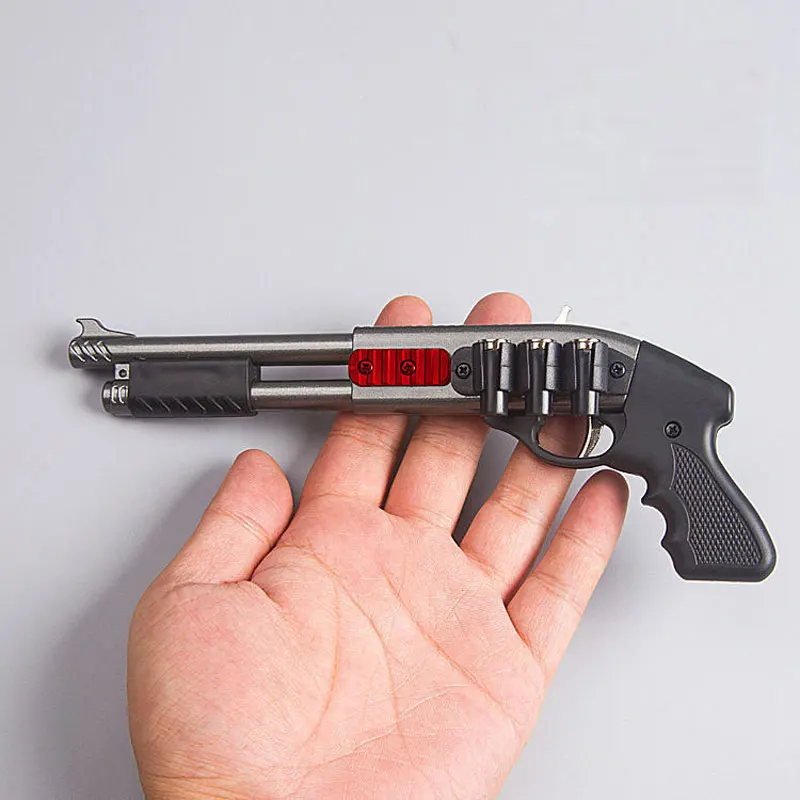 New Mini Small Sprayer 8 Bursts Of Alloy Rubber Band Gun Toy Miniature Shooting Model Ornaments Toy Soft Bullet Fake Gun Toy 2