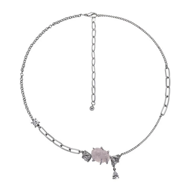 

Новое модное розовое металлическое ожерелье Eetit из смолы, универсальное привлекательное серебряное ожерелье из цинкового сплава и меди для женщин