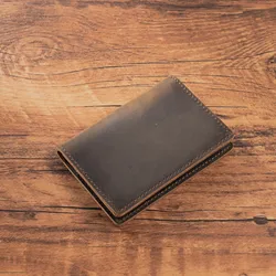 Elegant Genuine Leather Slim Bifold Wallet - Minimalist Front Pocket Card Holder (Coffee)
