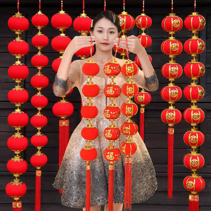 Hängende neue Jahr rote Laterne Behänge Quasten rote Kugel Laterne Schnur chinesischen Stil handgemachte dekorative Kugel Frühlingsfest – Detail 9
