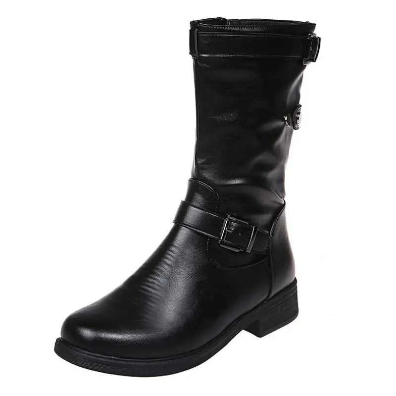 Bottes Femme Mi-Mollet En Daim Synthétique - Talon Épais 6 Cm, Fermeture Éclair Latérale - Taille 43, Noir - Style Rétro Confortable