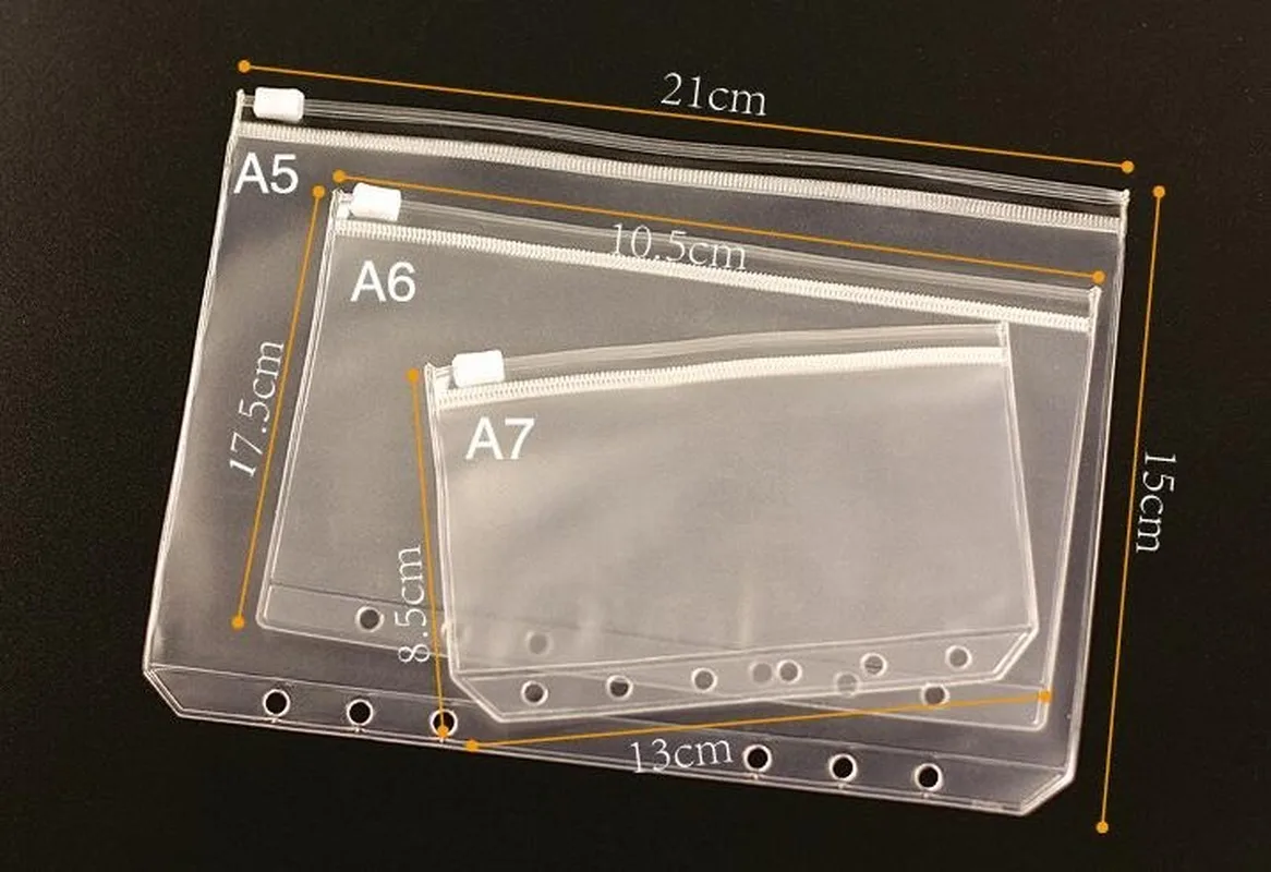 File Folder File Holder Document Storage Bag Transparent A5/A6/A7 Waterproof Zipper Bag