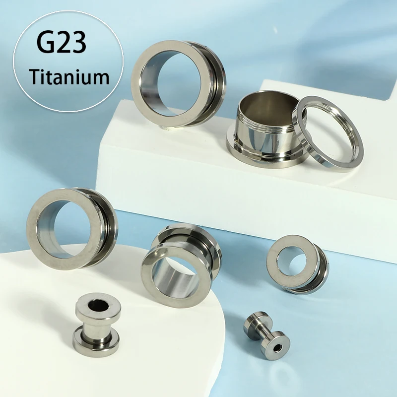 F136 Titanium Ear Gauges Screw Fit Flesh Tunnels Plugs Earrings Hypoallergenic Implant Medical Grade Surgical Steel Earring Plug