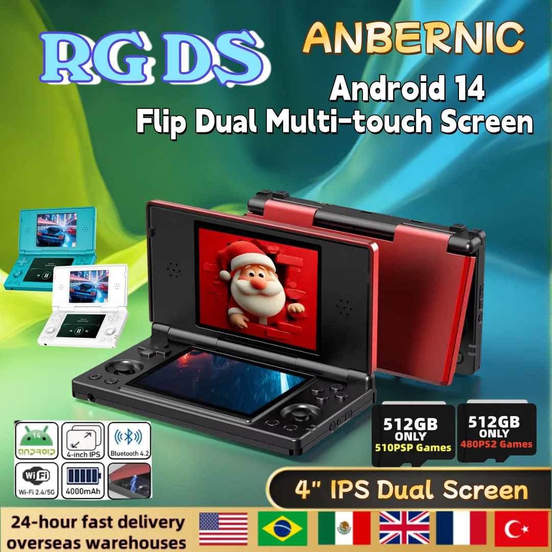 ANBERNIC RG DS Console de jeu portable Flip 4 "IPS double écran multi-touch Android 14 prend en charge RixelHK Wifi Streaming AI RGDS PS2 1 ANBERNIC RG DS Console de jeu portable Flip 4 "IPS double écran multi-touch Android 14 prend en charge RixelHK Wifi Streaming AI RGDS PS2 1