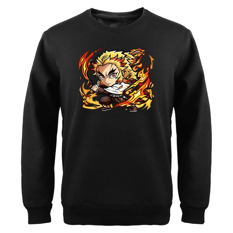 

Demon Slayer Anime Sweatshirts Manga Rengoku Graphic Oversized Kimetsu Pullover Oversize Crewneck Fashion Sportswear Moletom
